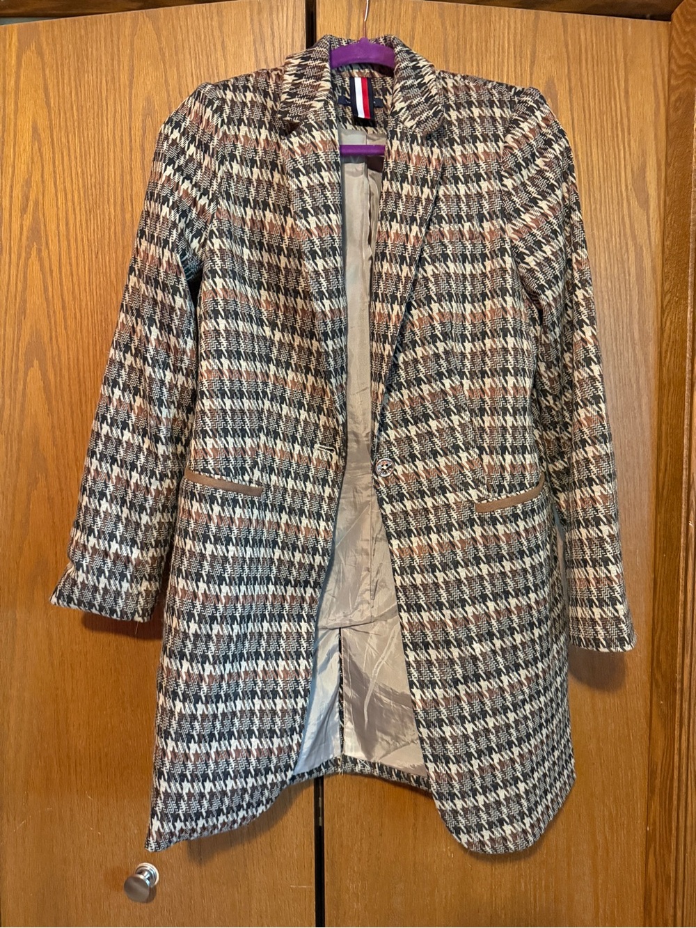 Women’s Tommy Hilfiger Houndstooth Blazer with Elbow Patches